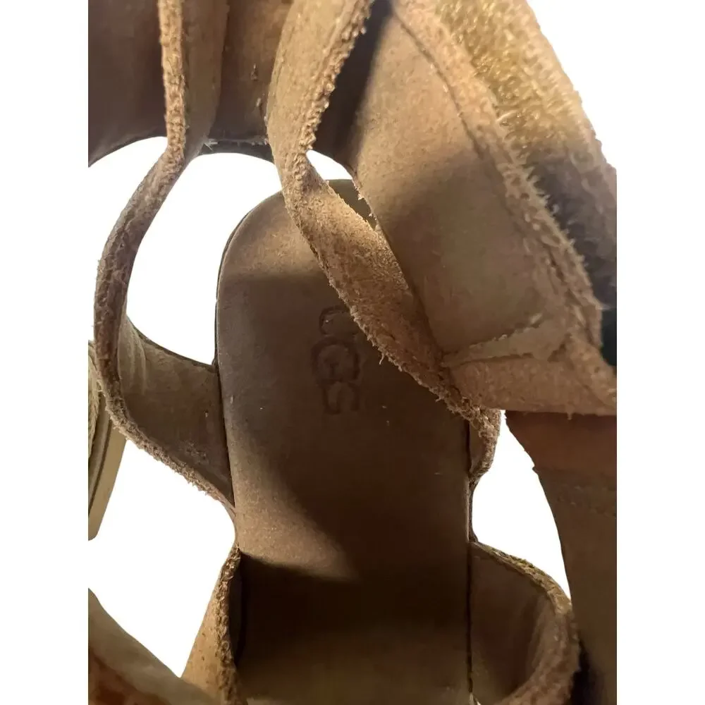 UGG Women's Ileana Ankle Wedge Sandals Chestnut Size 6